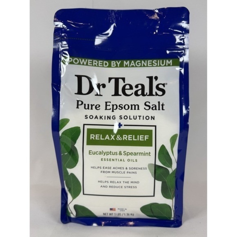 Dr Teal's Pure Epsom Salt Relax & Relief Eucalyptus Spearmint 3lb Bag NEW